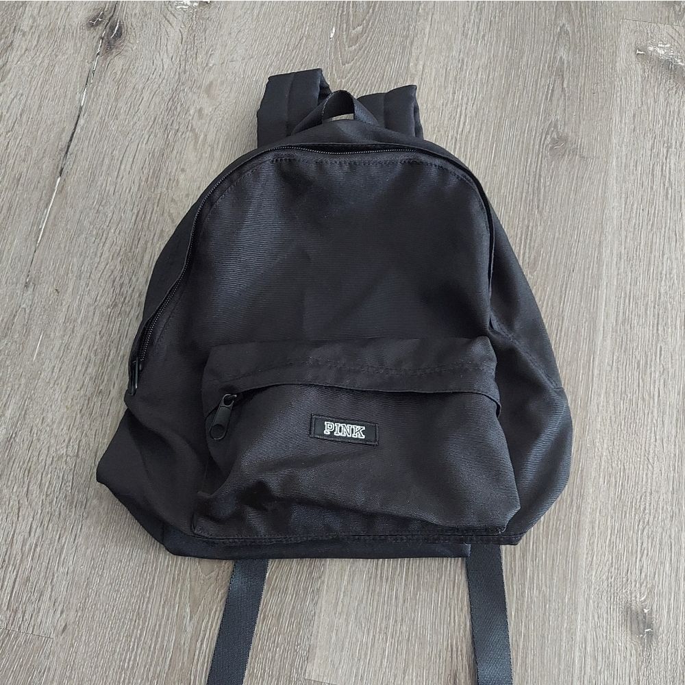 PINK Victoria's Secret Small Black Backpack Minimalist Design
